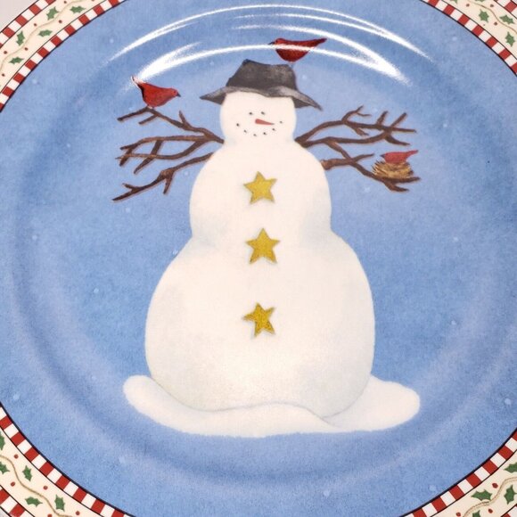Sakura Snowman Stoneware 8.5 in Plates By Debbie Mumm Set Of 2 Dishwasher Safe - Picture 2 of 6